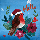 Rouge-gorge joyeux dans la neige d&eacute;cor&eacute;e